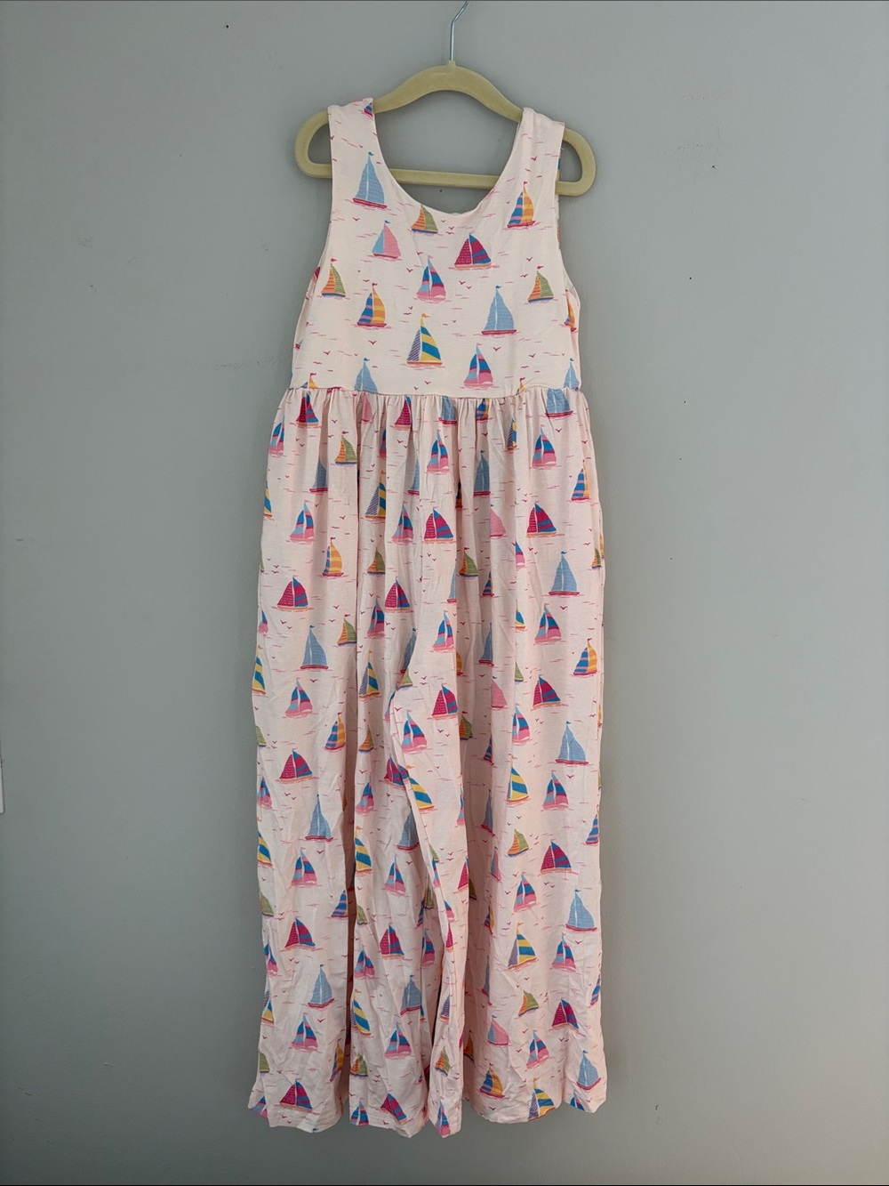 NWOT SweetHoney Pink Sailboat Print Sleeveless Leggy Romper